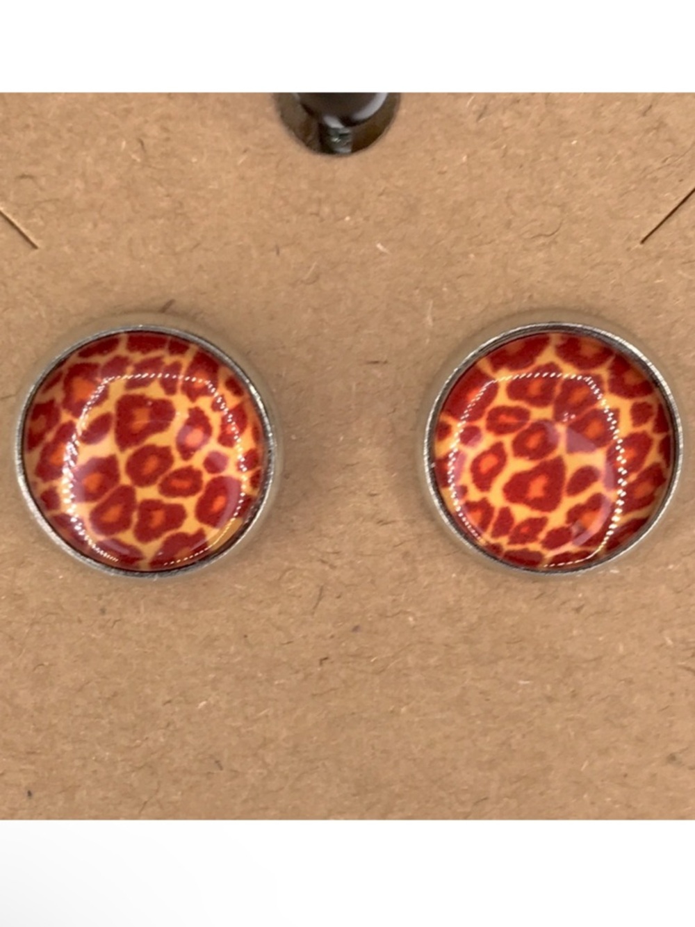 Animal Print Faux Druzy Stud Stainless Steel Earrings Fashion Jewelry
